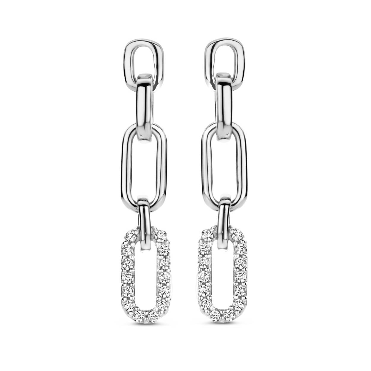 Zilveren oorstekers hang oorbellen paperclip model