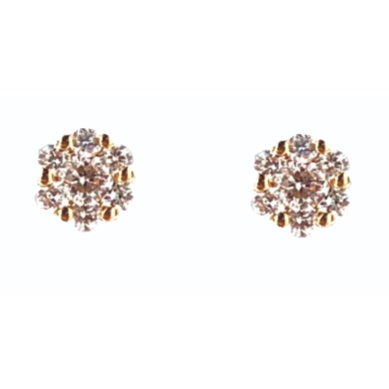oorbellen in 18kt geel goud met diamant 0.20ct gezet in een roosje om een maximum effect te geven.