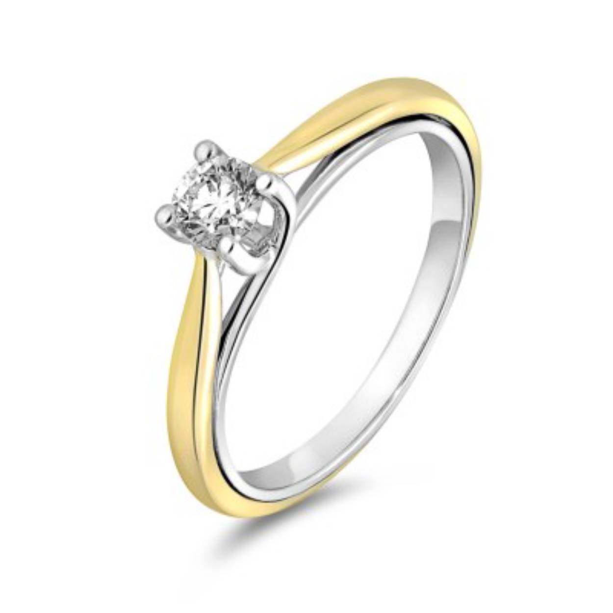 Bicolor ring goud met diamant 1-0.7 H/SI