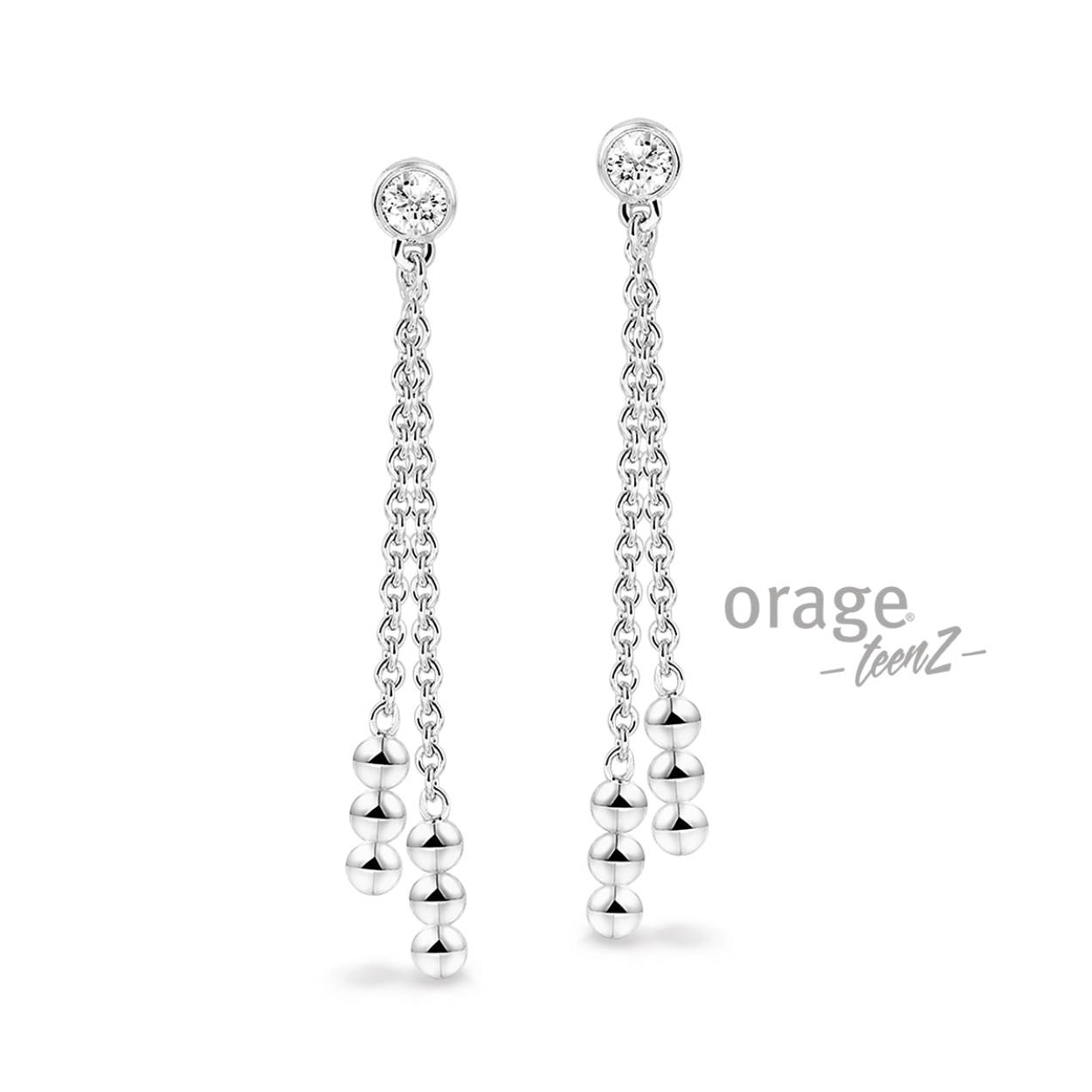 Lange zilveren oorstekers met zirkonium van het merk Orage Teenz
Deze oorstekers schitteren bij elke beweging. 