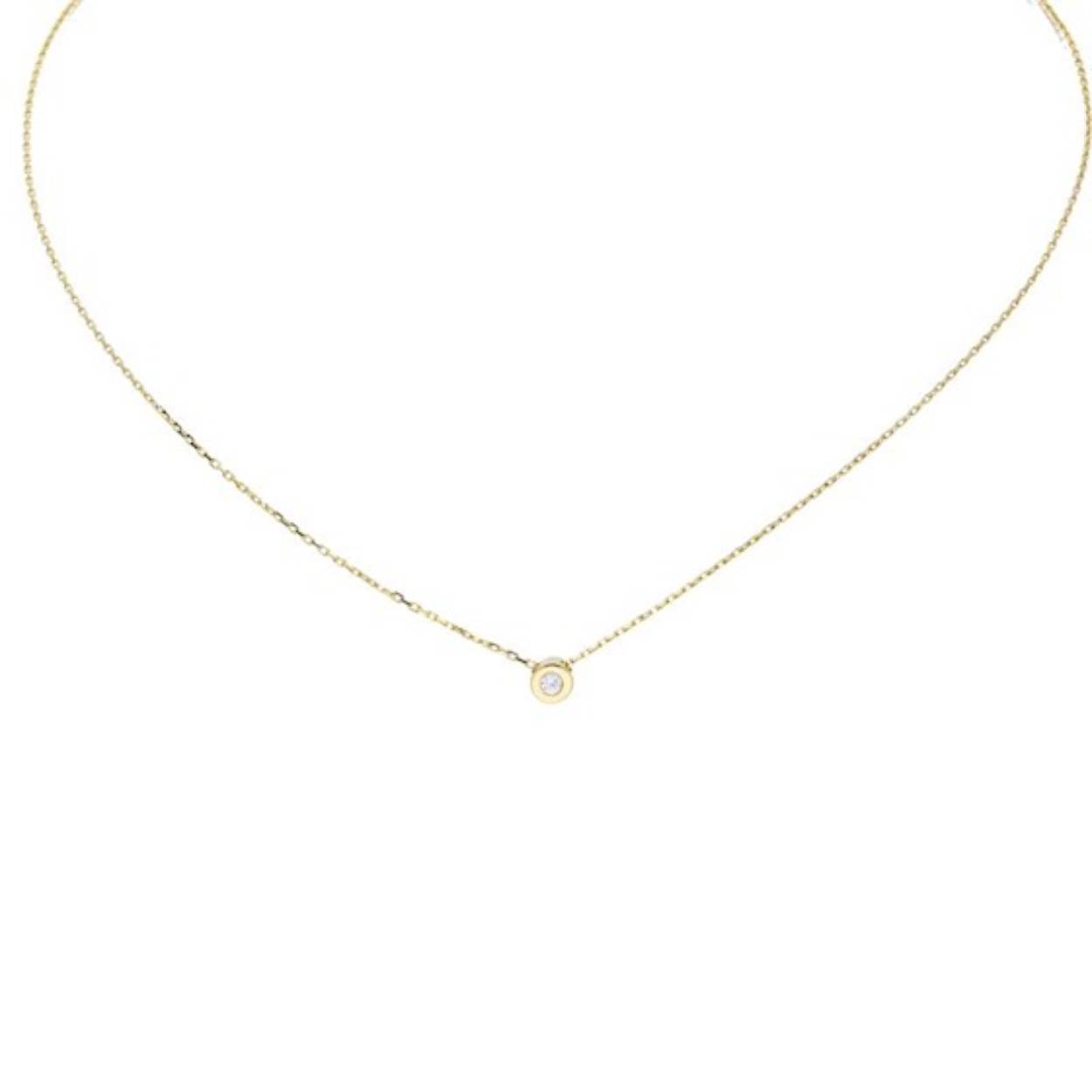 gouden collier solitaire met zirkonia ronde hanger
