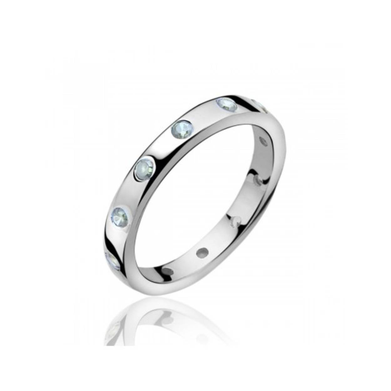 ZILVEREN RING MET BLAUWE ZIRCONIA'S