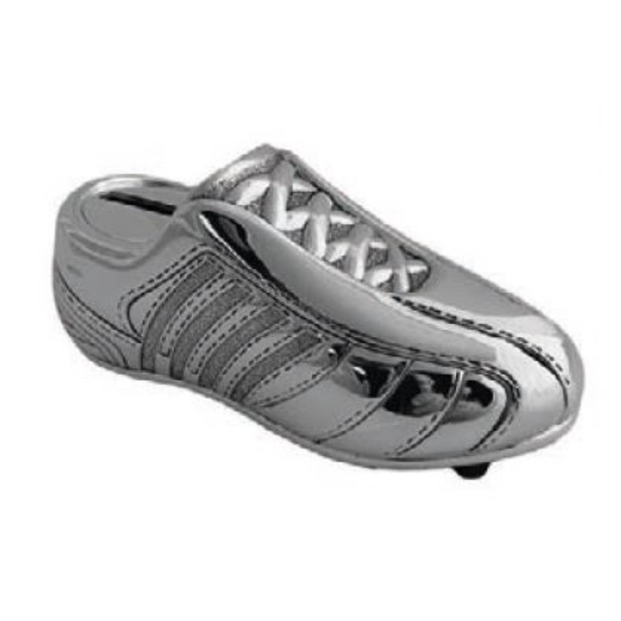 Spaarpot in de vorm van een voetbalschoen, verzilverd