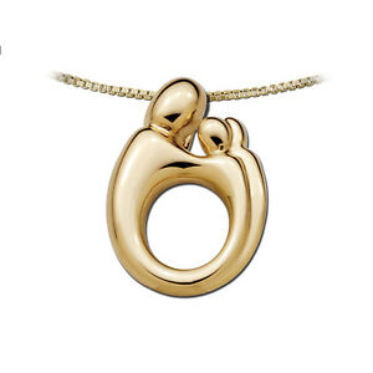 M'amour roodgoud verguld zilveren hanger van moeder met 2 kinderen, exclusief collier