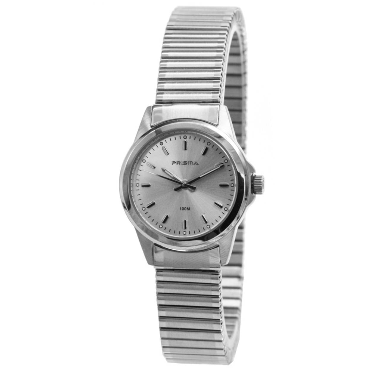 Prisma horloge P.1064 dames edelstaal 10 ATM 

Algemeen
Geslacht: dames
Model: P.1064

Voordelen
- rekband sluit naadloos aan op de huid
- band edelstaal zilver
- wijzerplaat zilver met zilvere streepjes
- boven gem. waterdicht: zwemmen/duiken
- wijzers lichten op in donker
- quartz
- maat kast 27mm (breedte) 8mm (dikte)