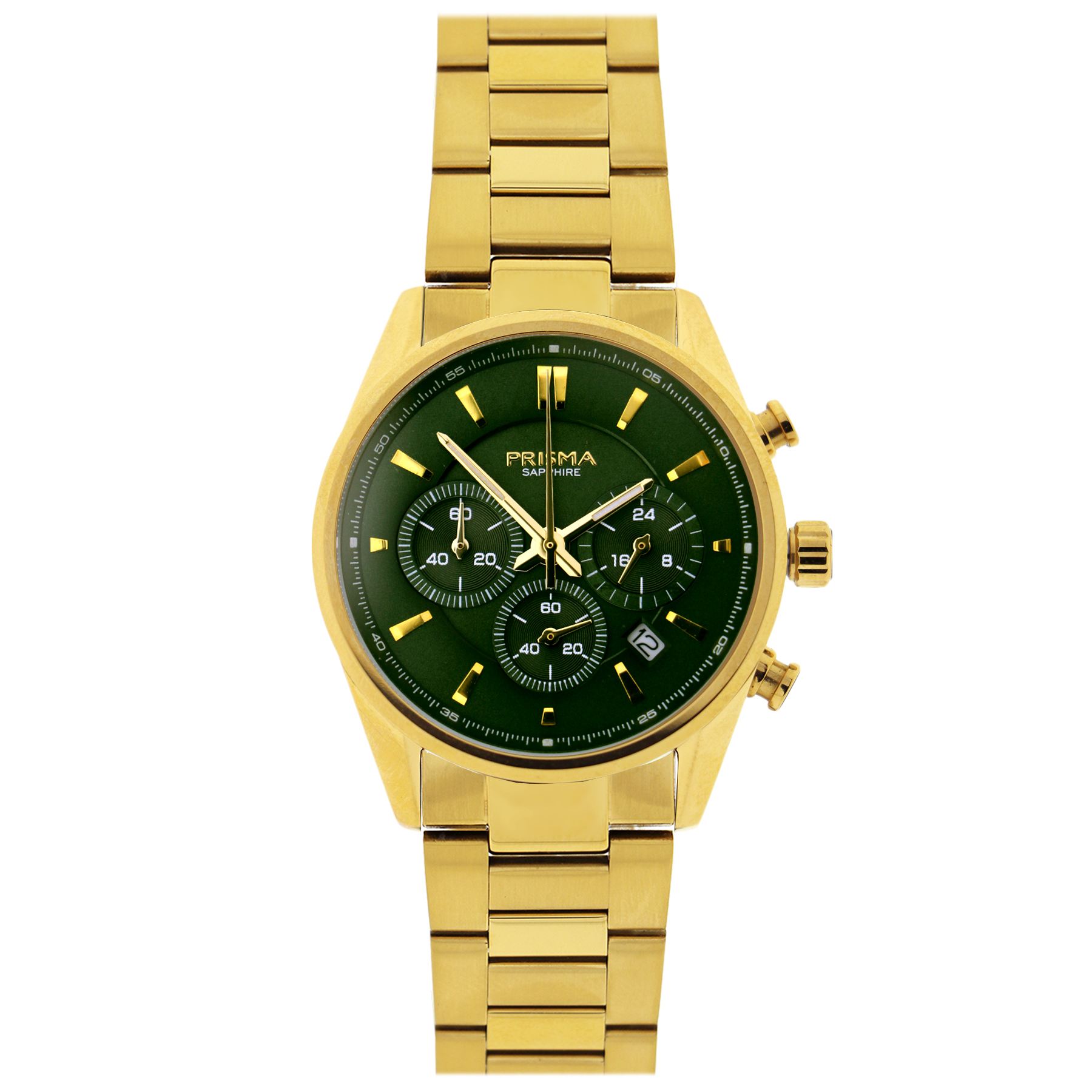 Prisma horloge P2067 dames edelstaal Decade Chrono saffierglas 10 ATM

Algemeen
Geslacht: dames
Model: P.2067

Voordelen
– Solid edelstaal
– quartz
– wijzerplaat groen met Chrono aanduiding goudkleurige streepjes
– boven gem. waterdicht:zwemmen/duiken
– glas is zeer krasvast
– ook voor brede pols (max. 210 mm)
– datum en chronograaf
– quartz uurwerk
– maat kast 31,5mm (breedte) 9,5mm (dikte)