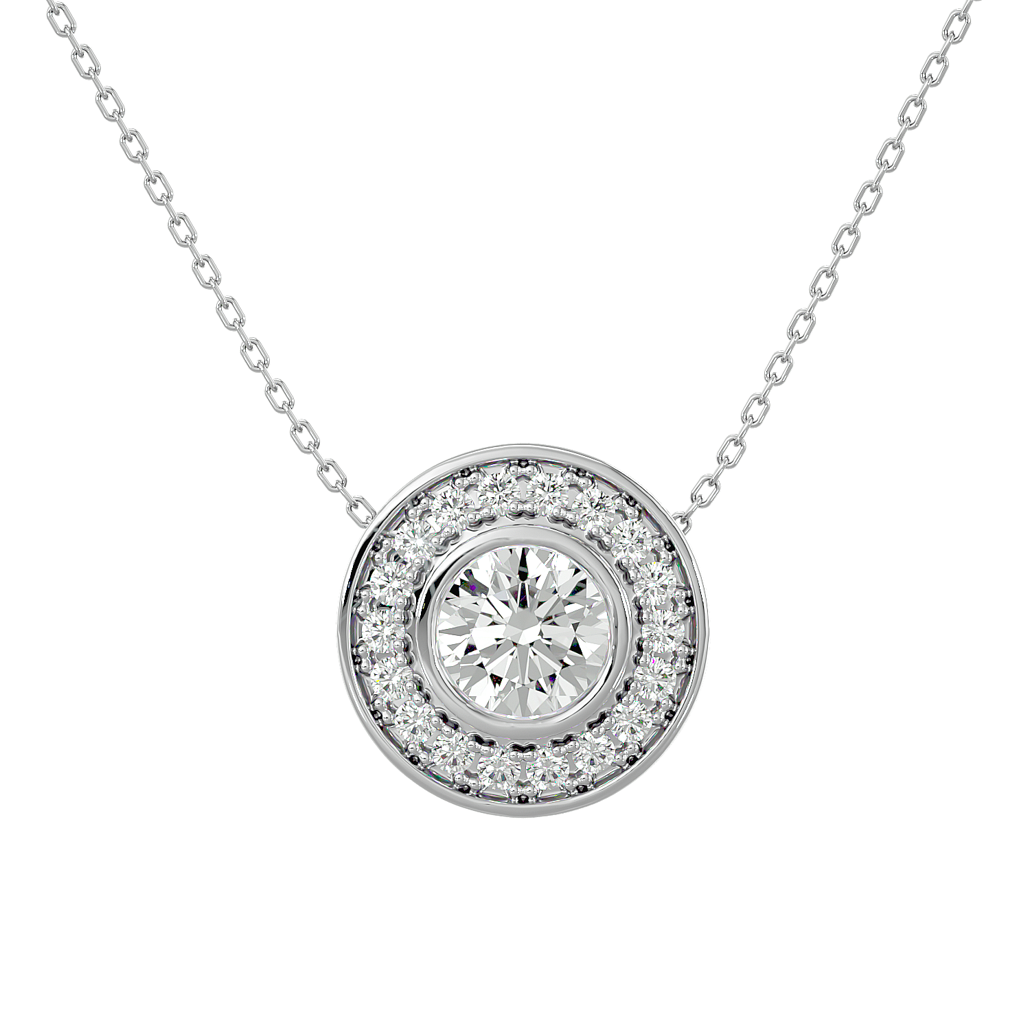 COLLIER   OR BLANC ET DIAMANTS 0.41 GHSI
PIERRE CENTRE: 0,23CTS CHAINE 42CM AVEC LIEN 40CM ET 38CM