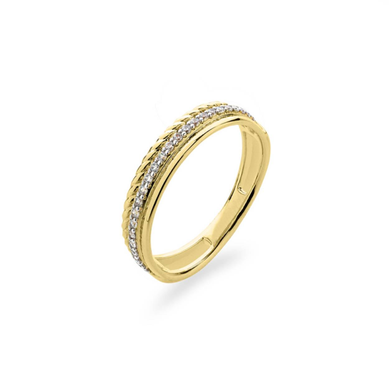 14 karaats gouden ring met zirkonia's , maat 56 en verkrijgbaar in diverse andere maten.