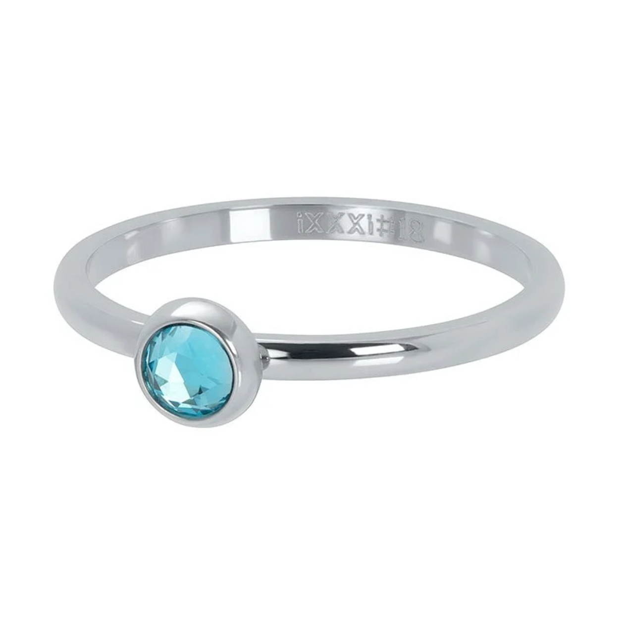 IXXXI ring zilv met blauwe zirk 2mm mt 17