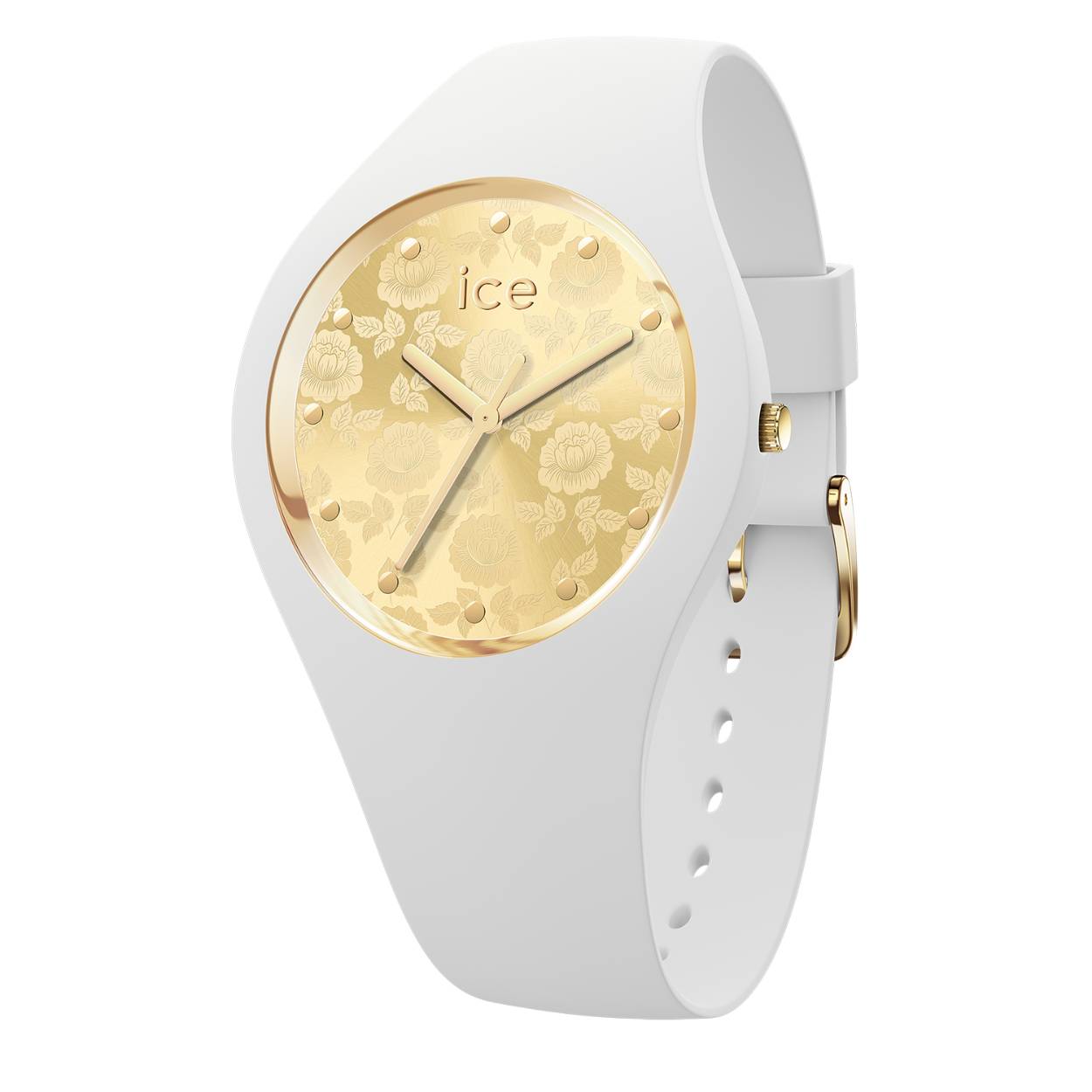 Laat jezelf verrassen door de prachtige bloemen van het ICE flower white chic horloge! Dankzij de zachte witte band en gouden details is de ICE flower – IW019205 een pareltje voor om jouw pols. De glinsterende goudkleurige wijzerplaat maakt elke outfit af!