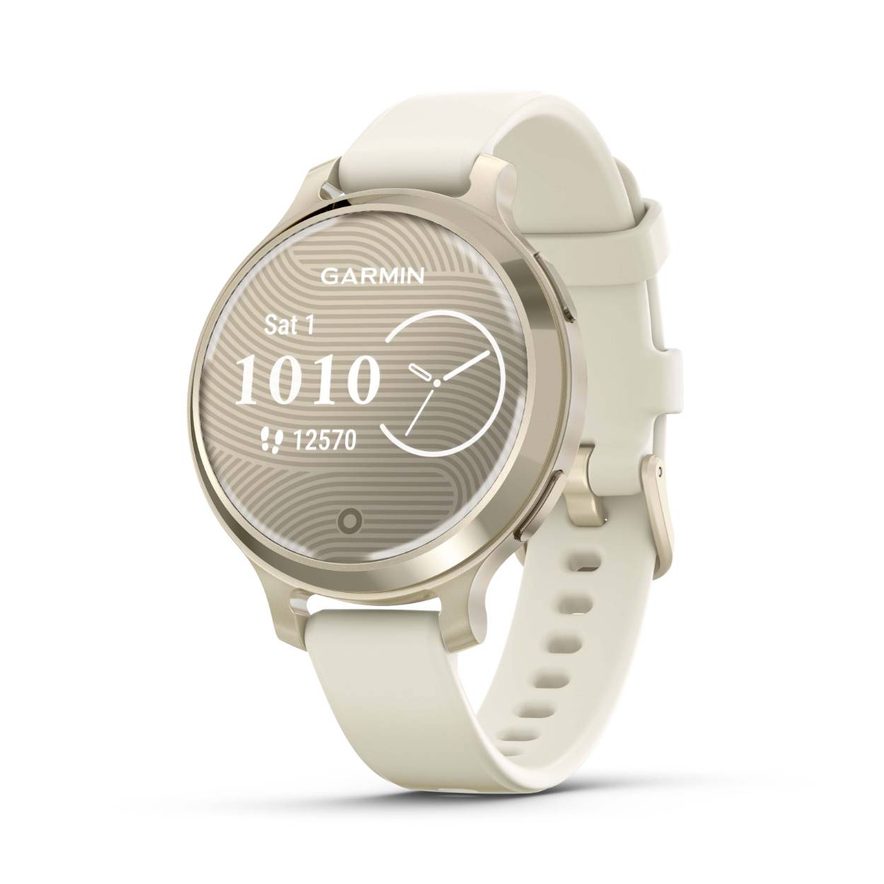 Deze Garmin smartwatch behoort tot de Lily 2 active collectie.
Referentienummer: 010-02891-00

Deze kleine, stijlvolle smartwatch is perfect voor elke look en heeft een metalen watchbehuizing en een prachtige display met motief. Bovendien verschijnt er op de Lily 2 smartwatch een helder scherm door kort te tikken of je pols te draaien en een batterijduur van wel 9 dagen. Houd je energieniveau in de gaten van je lichaam gedurende de dag, zodat je weet wanneer je lichaam voldoende energie heeft en klaar is voor activiteiten of juist te moe is en op kracht moet komen met een goede nacht rust. Krijg een score voor de kwaliteit van je slaap en tips voor hoe het beter kan. Je kunt zelfs de verschillende slaapstadia bijhouden, evenals hartslag1, stress, Pulse Ox2 en ademhaling. Terwijl je onderweg bent, houdt Lily 2 stappen, verbrande calorieën, minuten intensieve beweging en meer bij1. Verbeter je workout met ingebouwde sport-apps voor cardio, yoga, dansfitness, krachttraining en meer. Gebruik de GPS-functie van je compatibele smartphone, zodat je buiten wandelingen, fietsritten en hardloopsessies nauwkeurig kunt volgen.

Ga nog sneller langs de kassa en selecteer het openbaar vervoersysteem van jouw keuze met de Garmin Pay contactloze betaaloplossing