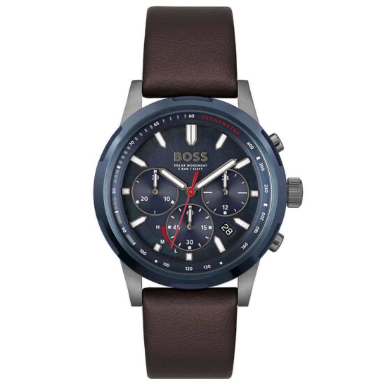 Dit Hugo Boss horloge komt uit de Solgrade collectie en heeft serienummer: HB1514030

Een donkerbruine band met blauwe wijzerplaat is een klassieke combinatie in deze Boss collectie!