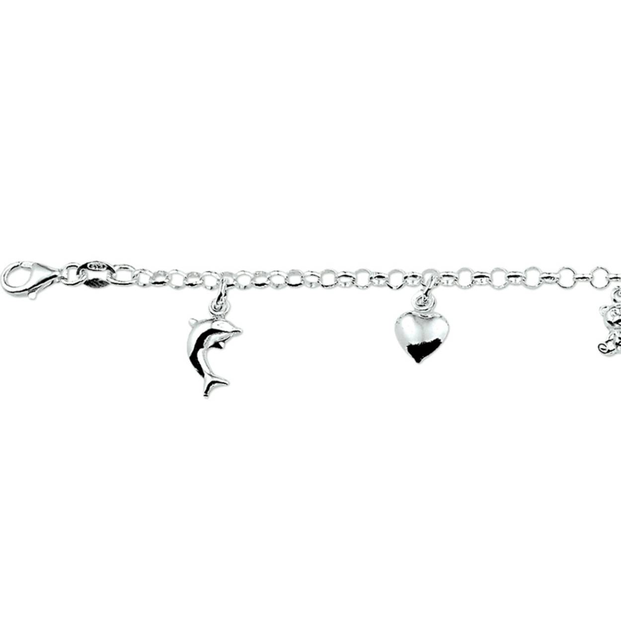 Zilveren armband diverse bedels 15cm