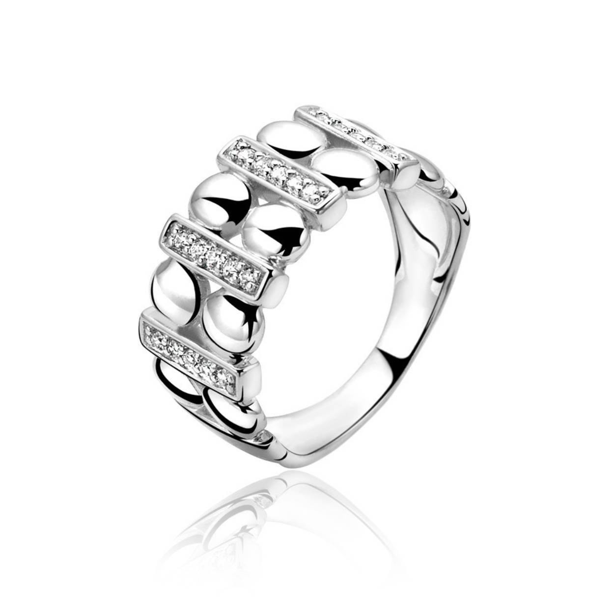 Zinzi zilveren ring fantasie zirkonia mt54 ZIR1001