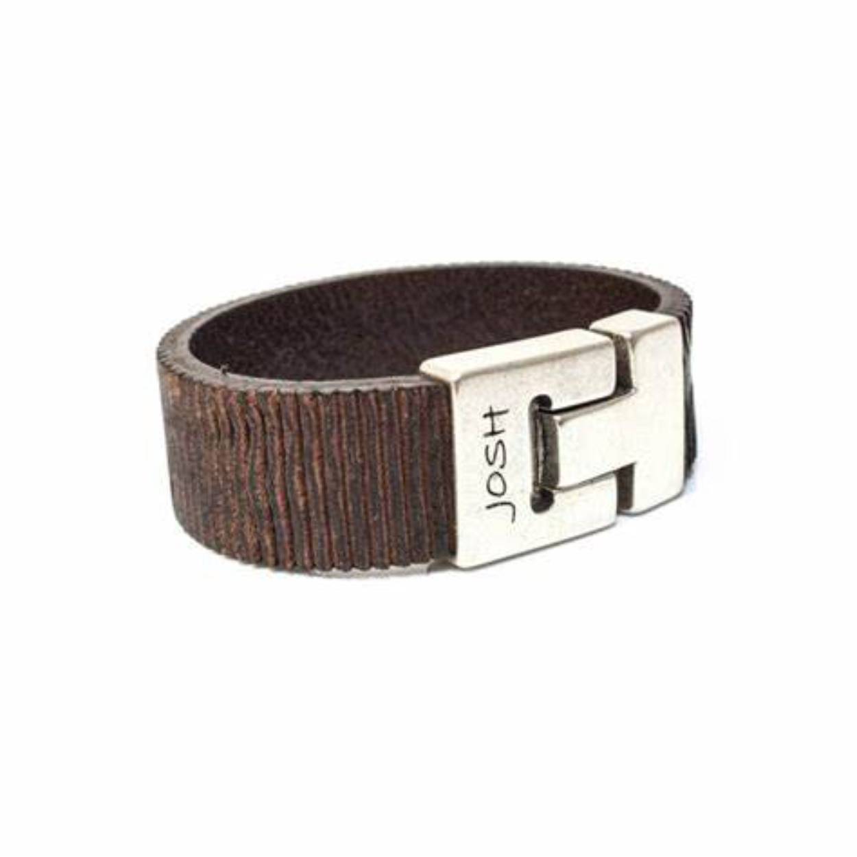 
Josh leder armband sluiting verzilverd 24534-VB-BLACK/L-1