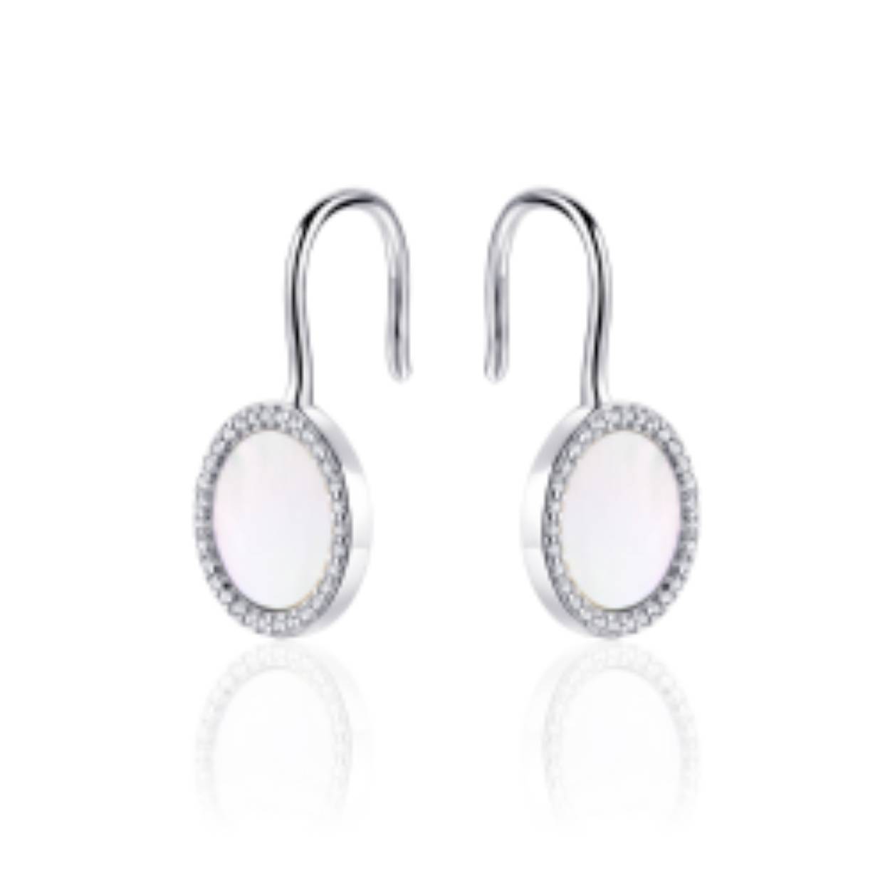Ooorhangers zilver parelmoer zirkonia's