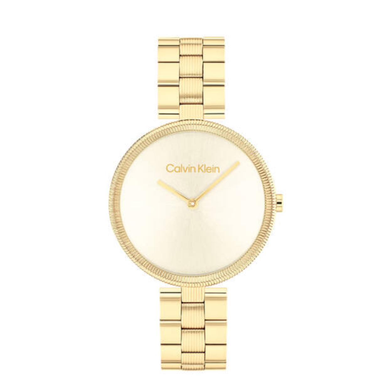 Calvin Klein CK25100014 Dames Staal Horloge 32mm 
Dit Calvin Klein dameshorloge met nr CK25100014 is een chique en minimalistisch ontwerp. De stijlvolle goudkleurige ronde stalen kast heeft een gekartelde bezel. Deze kartels lopen ook mooi over in de stalen goudkleurige schakelband. Op de goudkleurige sunray wijzerplaat zijn de fijne wijzers goed zichtbaar. Het sierlijke horloge heeft een mineraalglas, een doorsnee van 32mm en is 3ATM.

OVER CALVIN KLEIN
Calvin Klein is een wereldwijd lifestylemerk dat gewaagde, vooruitstrevende idealen en een verleidelijke, vaak minimalistische, esthetiek nastreeft. Calvin Klein werd groot in de jaren 70 door haar mode- en merkjeans collecties. In de jaren 80 lanceerde Calvin Klein haar spraakmakende ondergoed dat uitdrukkelijk van logo ’s voorzien was. Vanwege het grote succes is het merk ook succesvol uitgerold in Accessoires, Parfums, Home, Brillen, Golf, Horloges en Sieraden.
Sinds de oprichting in 1968 door Calvin Klein, heeft het merk haar reputatie opgebouwd als leider in de Amerikaanse mode, dankzij een cleane esthetiek en innovatieve ontwerpen. Calvin Klein wil haar publiek verleiden en inspireren door middel van provocerende beelden en opvallende ontwerpen die prikkelen. 

SPECIFICATIES:
- Mineraalglas
- Goudkleurige stalen kast
- Goudkleurige sunray wijzerplaat 
- Goudkleurige schakelband
- Ronde kastvorm, Ø 32mm
- 3ATM