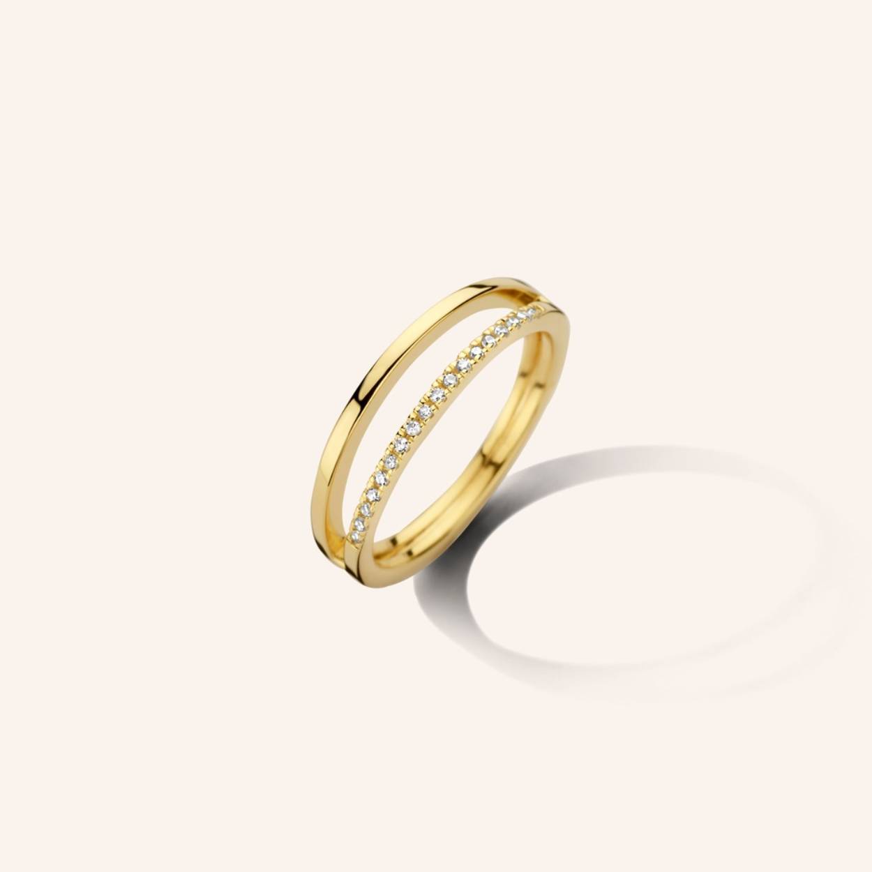 Duo ring  geel goud plated mt 54