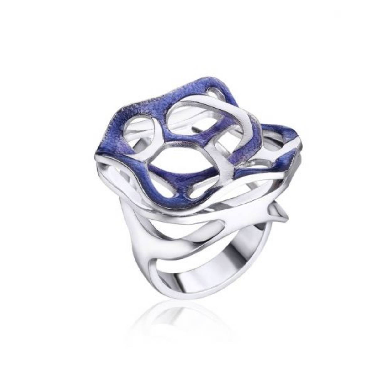 DANIEL VIOR ZILVEREN TEIXIT RING MET EMAILLE/ maat 17.5