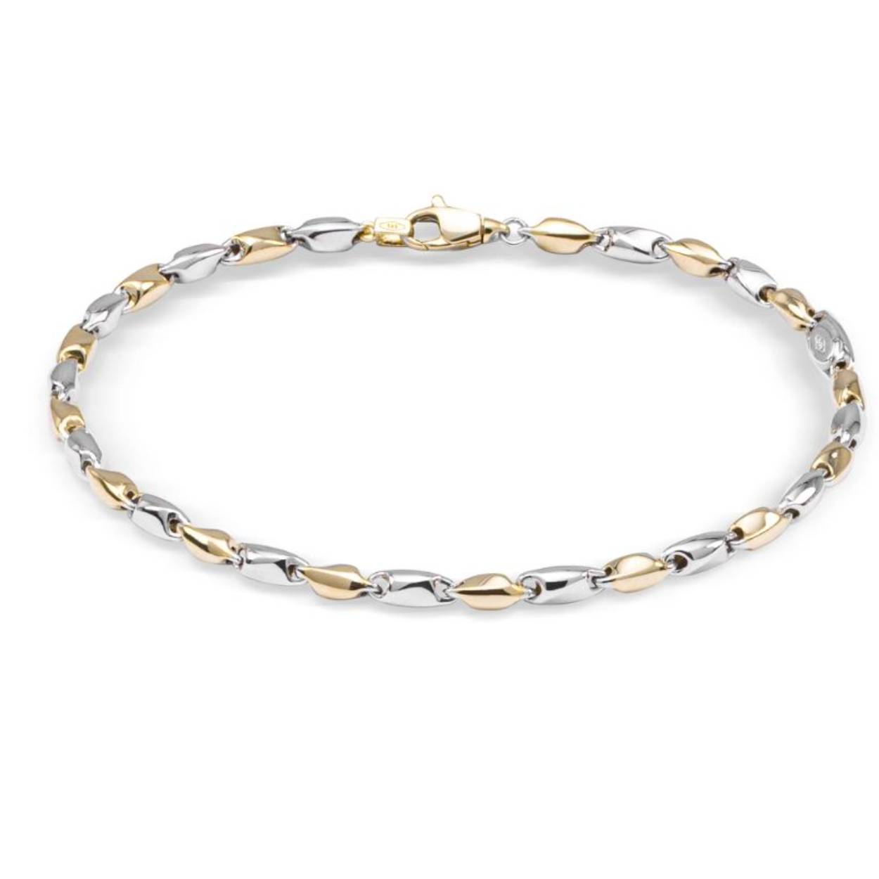 14 krt. geel/wit gouden schakel armband