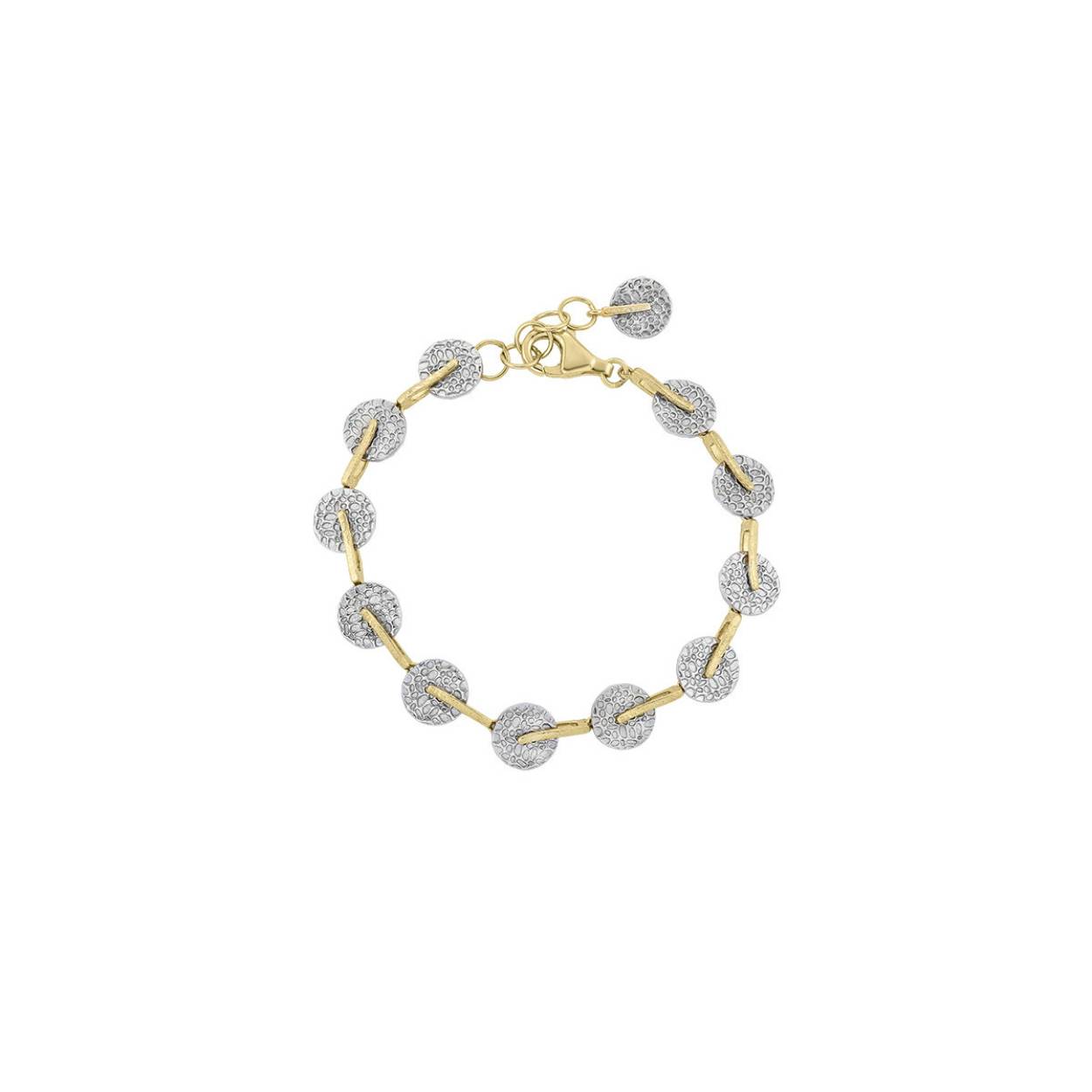 Jorge Revilla armband zilver met 18 krt. goldplated uit de 'Kymbal' serie.
Combineer met de andere sieraden uit deze serie voor een complete look!