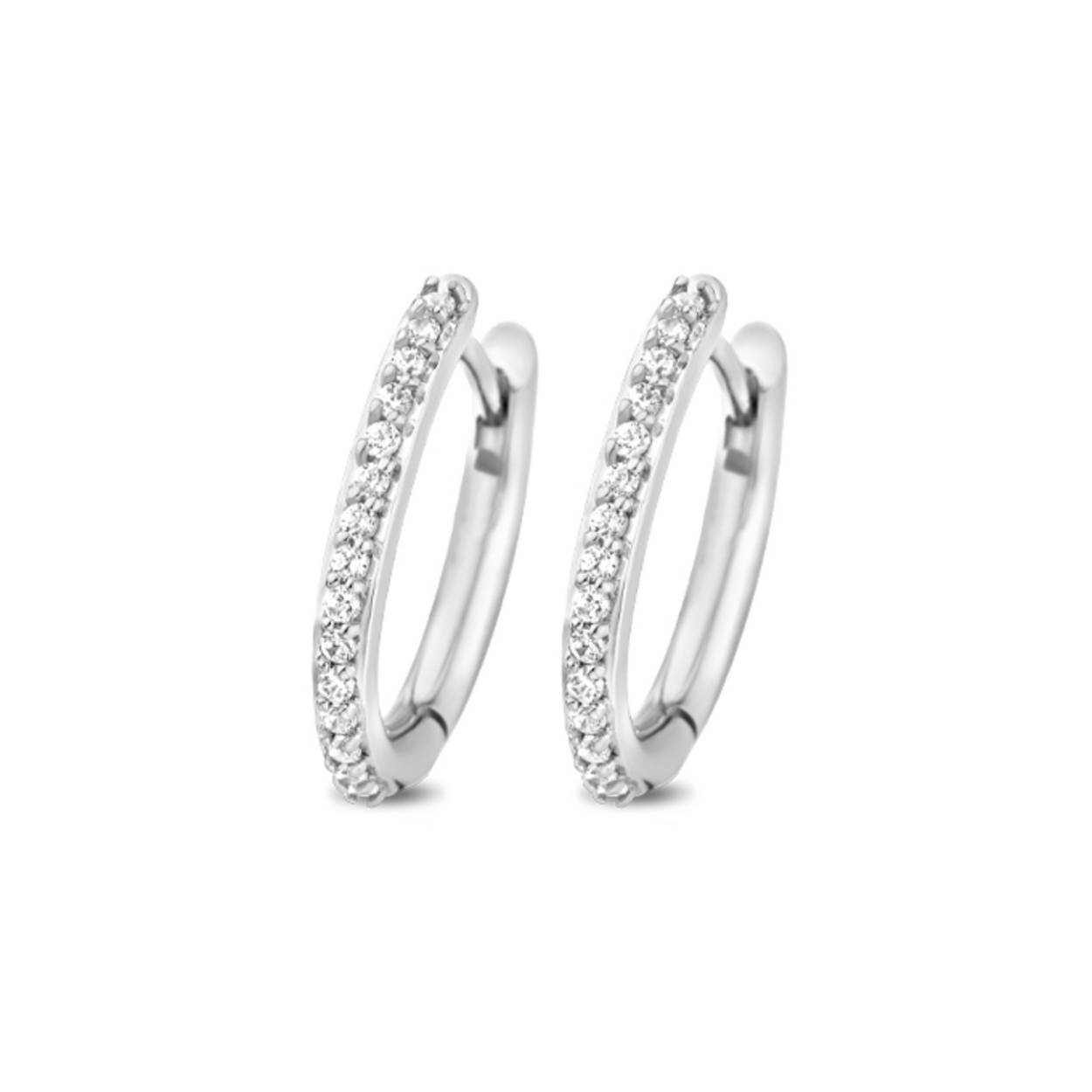Moments zilver klapoorringen met zirkonia