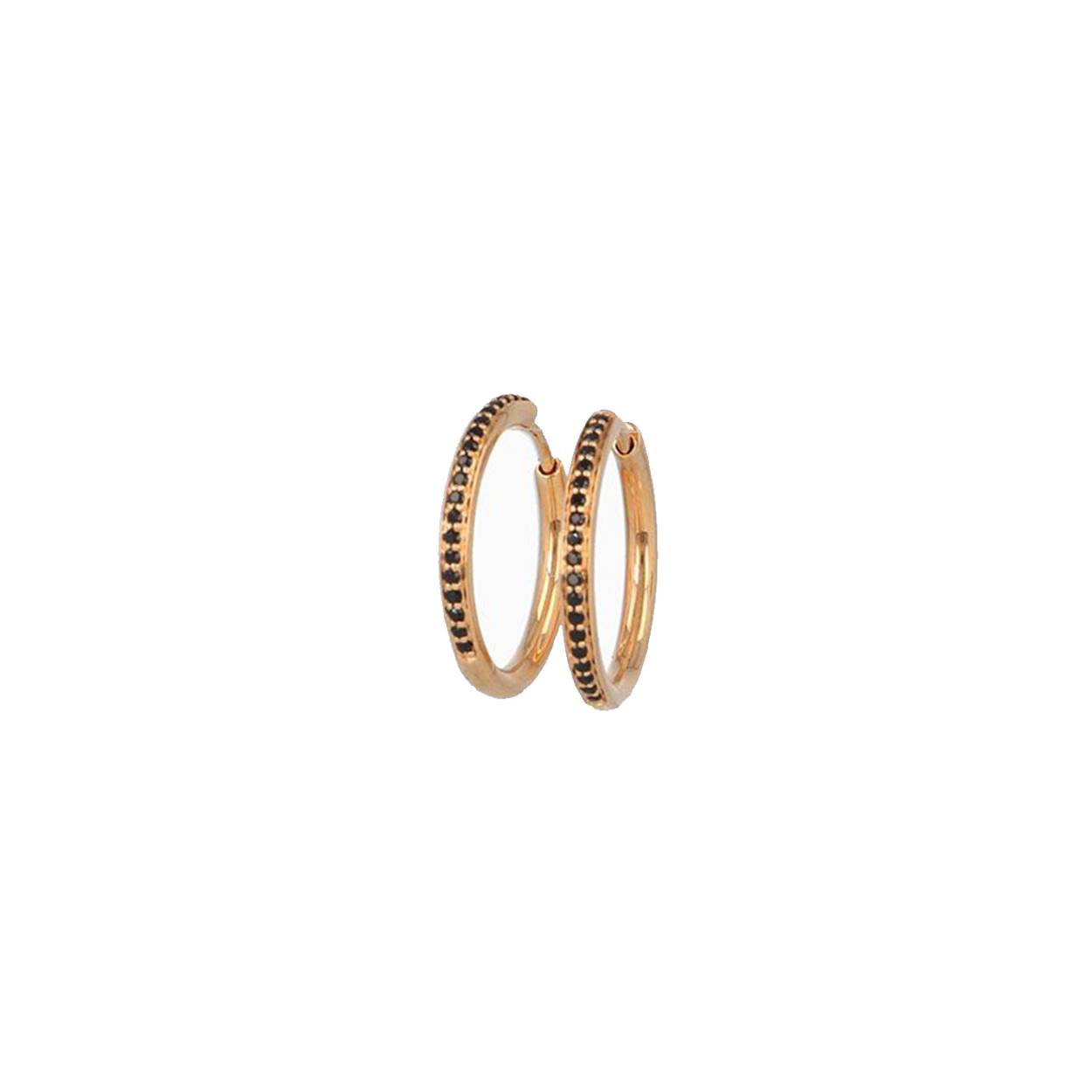 18 KRT ROSE GOUDEN CREOLEN MET ZWART KORUND