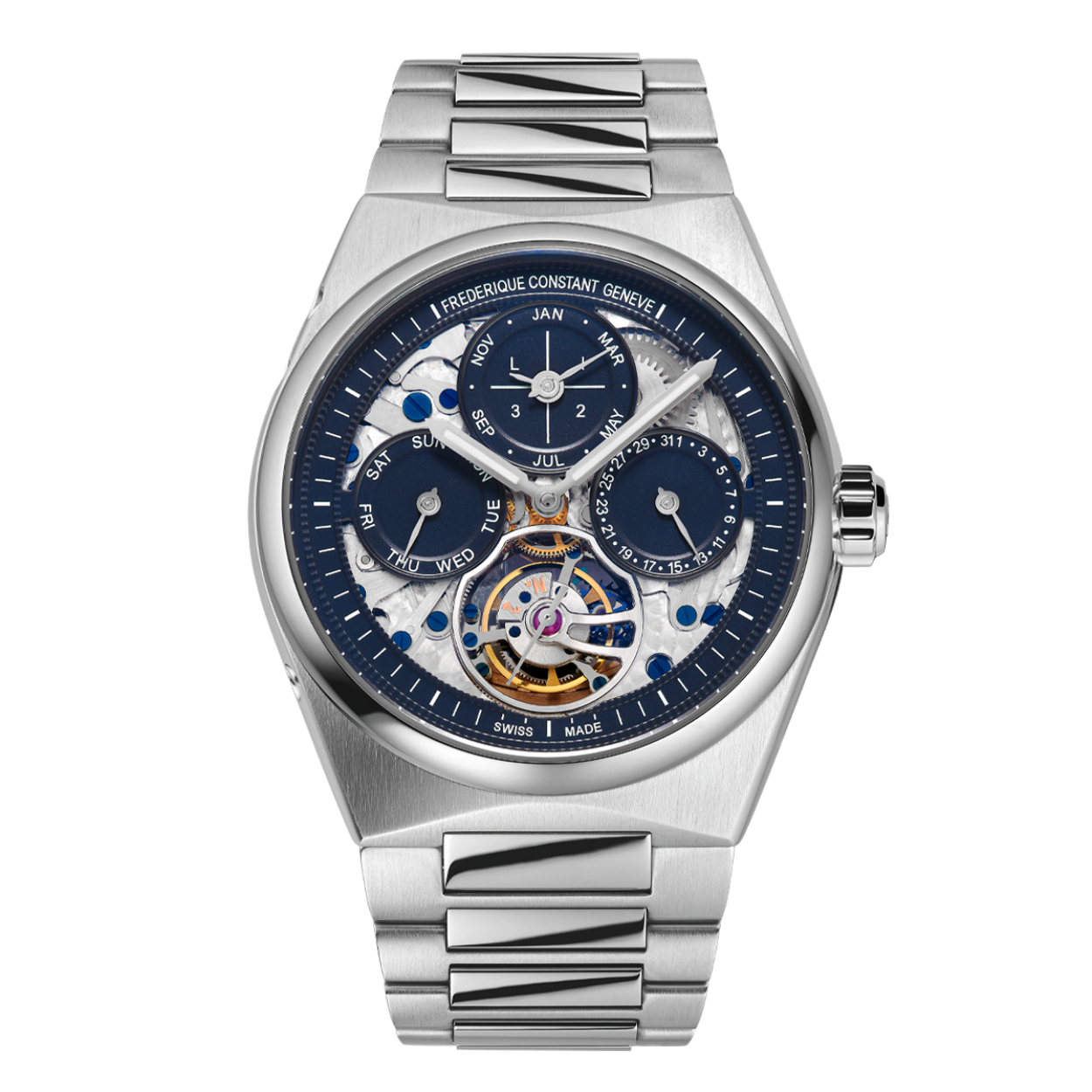 Dit herenhorloge Tourbillon is van het merk FREDERIQUE CONSTANT. Het horloge heeft een band gemaakt van edelstaal. De diameter van de kast is 41 mm en de kast is 12.65 mm dik.
De verdere specificaties van het horloge zijn als volgt:
Glassoort: saffier
Bandbreedte (mm): 22
Kastmateriaal: edelstaal
Waterdichtheid: 5 ATM
Techniek: manufactur