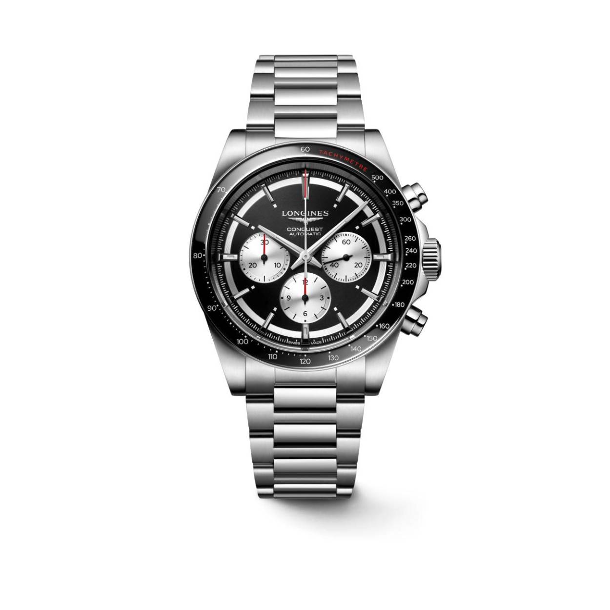 Dit Longines horloge behoort tot de Conquest collectie.
Referentienummer: L.3.835.4.52.6

De Longines is voorzien van een automatisch uurwerk met een gangreserve van 59 uur. De kast en band zijn gemaakt van roestvrij staal. Het horloge heeft een diameter van 42mm en is getest op een waterdichtheid van 10 ATM / 100 meter. Op de zwarte wijzerplaat is, dankzij de Super-LumiNova techniek, het horloge ook in het donker goed af te lezen. Het horloge heeft een krasbestendig saffierglas met meerdere lagen anti-reflecterende coating aan beide zijden en een geschroefd en transparant achterdeksel met saffierglas.

Horloges van Longines met automatische uurwerken genieten van een verlengde fabricagegarantie van 5 jaar. Deze langere garantieperiode onderstreept de uitzonderlijke kwaliteit en het vakmanschap van de automatische uurwerken van Longines.