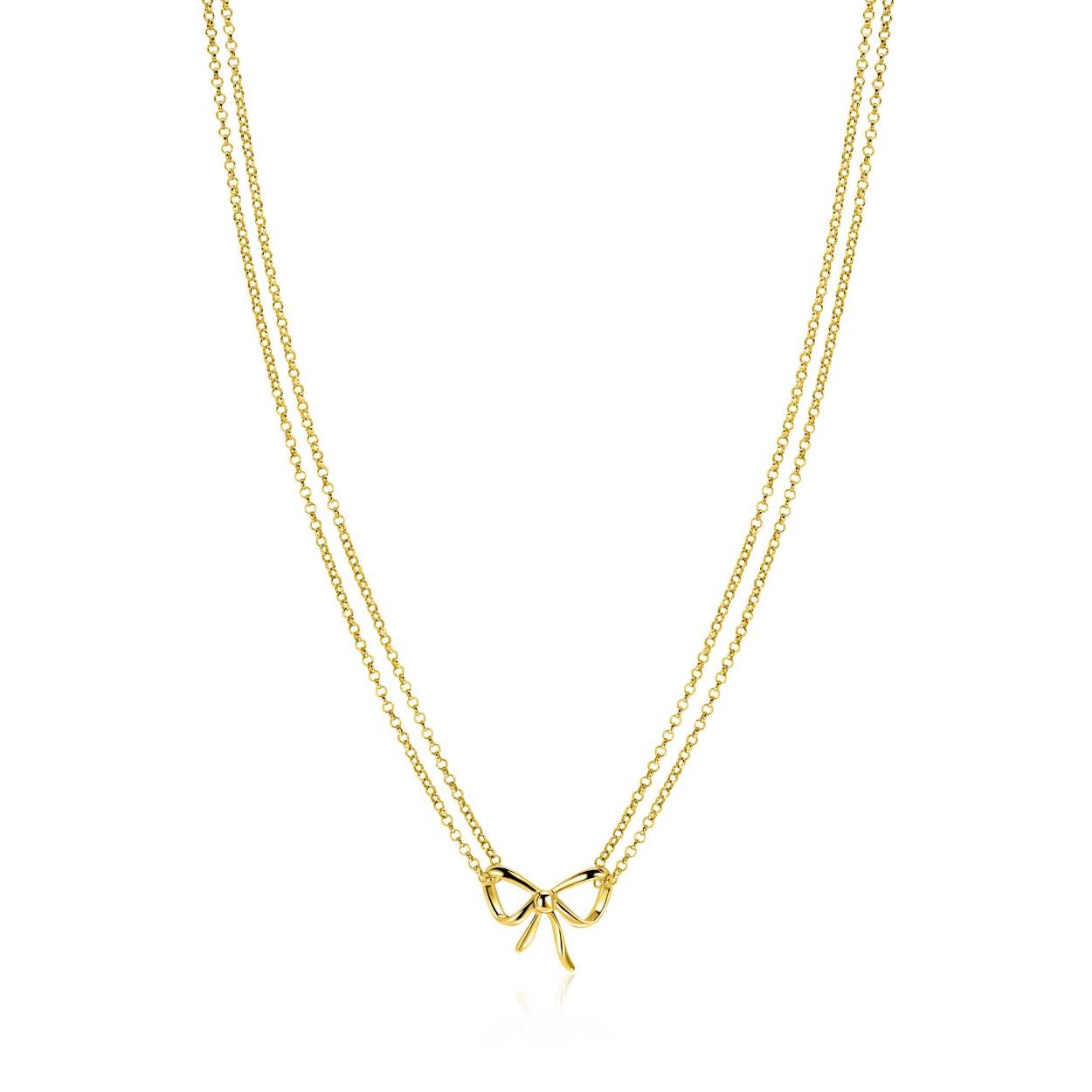 ZINZI gold plated zilveren multi-look ketting met sierlijke strik 40-43cm ZIC2677