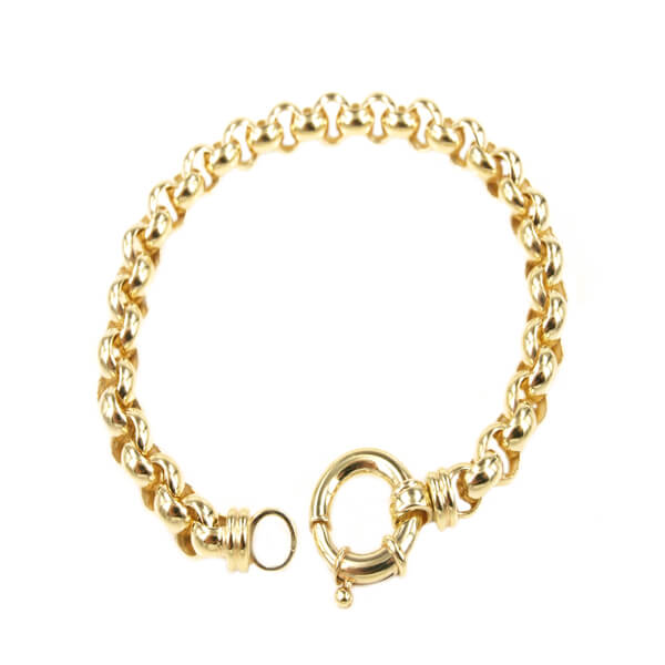 Monzario 14 krt.gouden jassaron armband met groot scheepsslot.