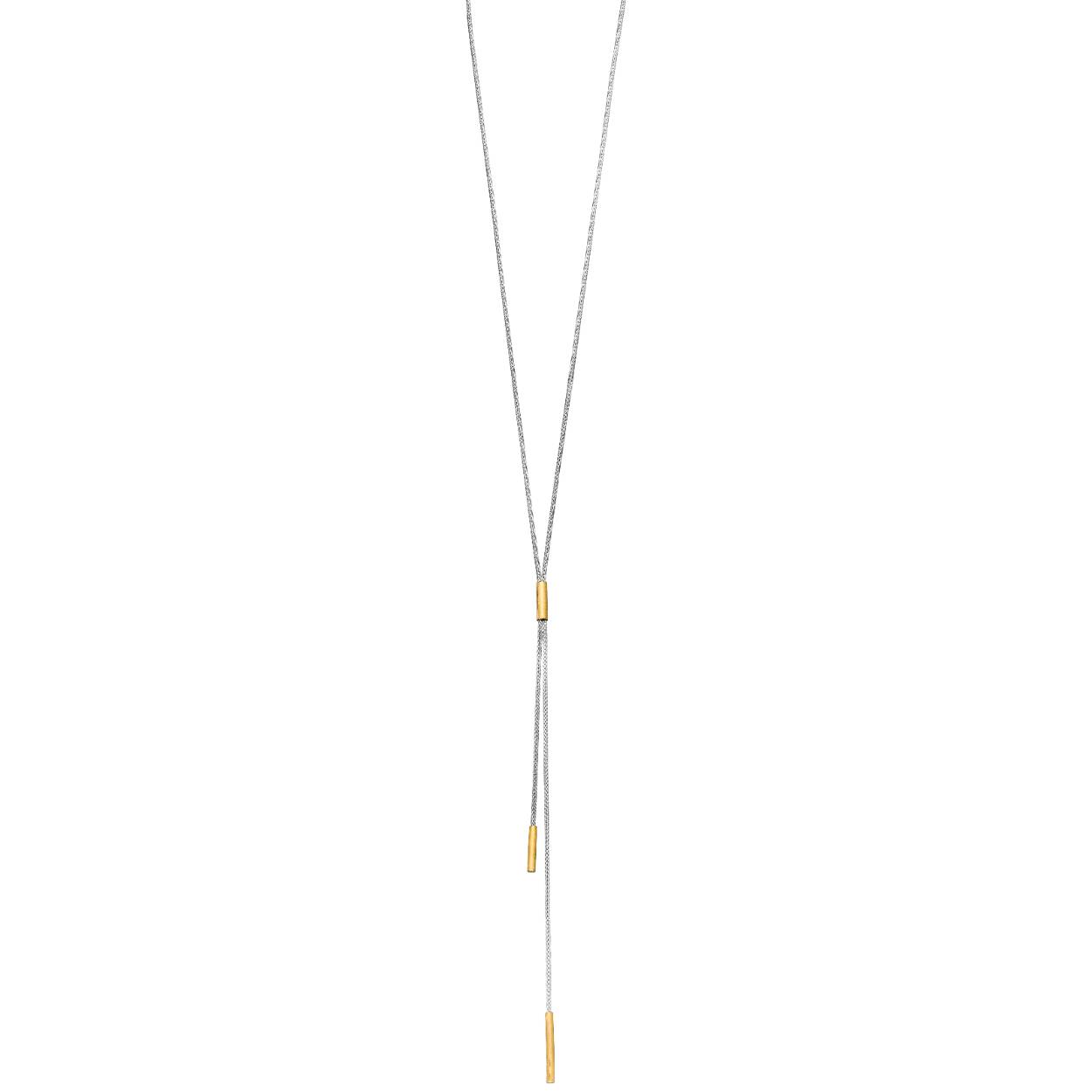 Lange zilveren ketting vossenstaart met 22 karaat gouden details.