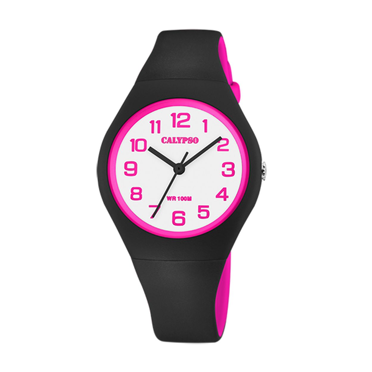 Calypso K5777/8 analoog horloge 34 mm 100 meter zwart/ roze