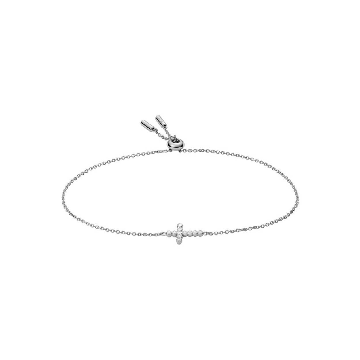 Deze schakelarmband is gemaakt van sterling zilver en heeft een schuifsluiting.