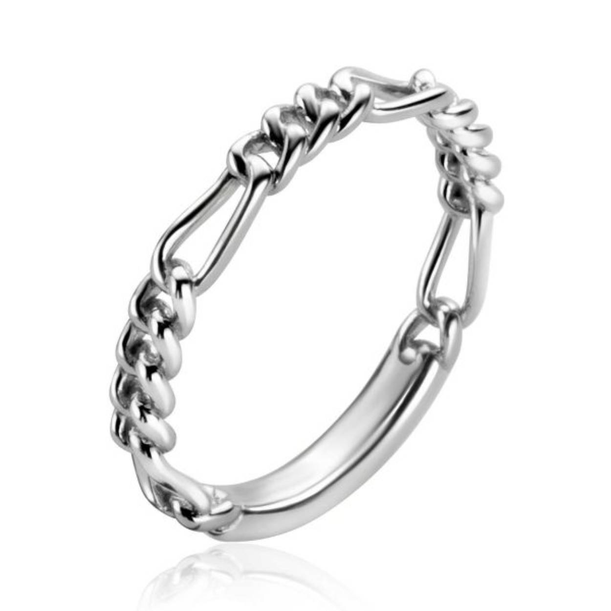 ZINZI aanschuifring zilver met figaro schakel 3mm ZIR2291