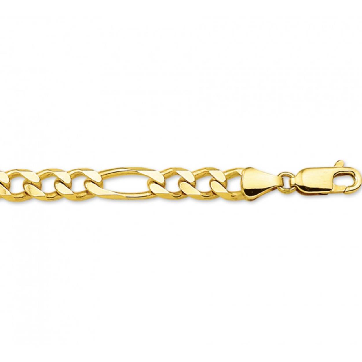 Fjory - Geelgouden Figaro armband met zilveren kern. 7mm, 21cm - 40-F0721