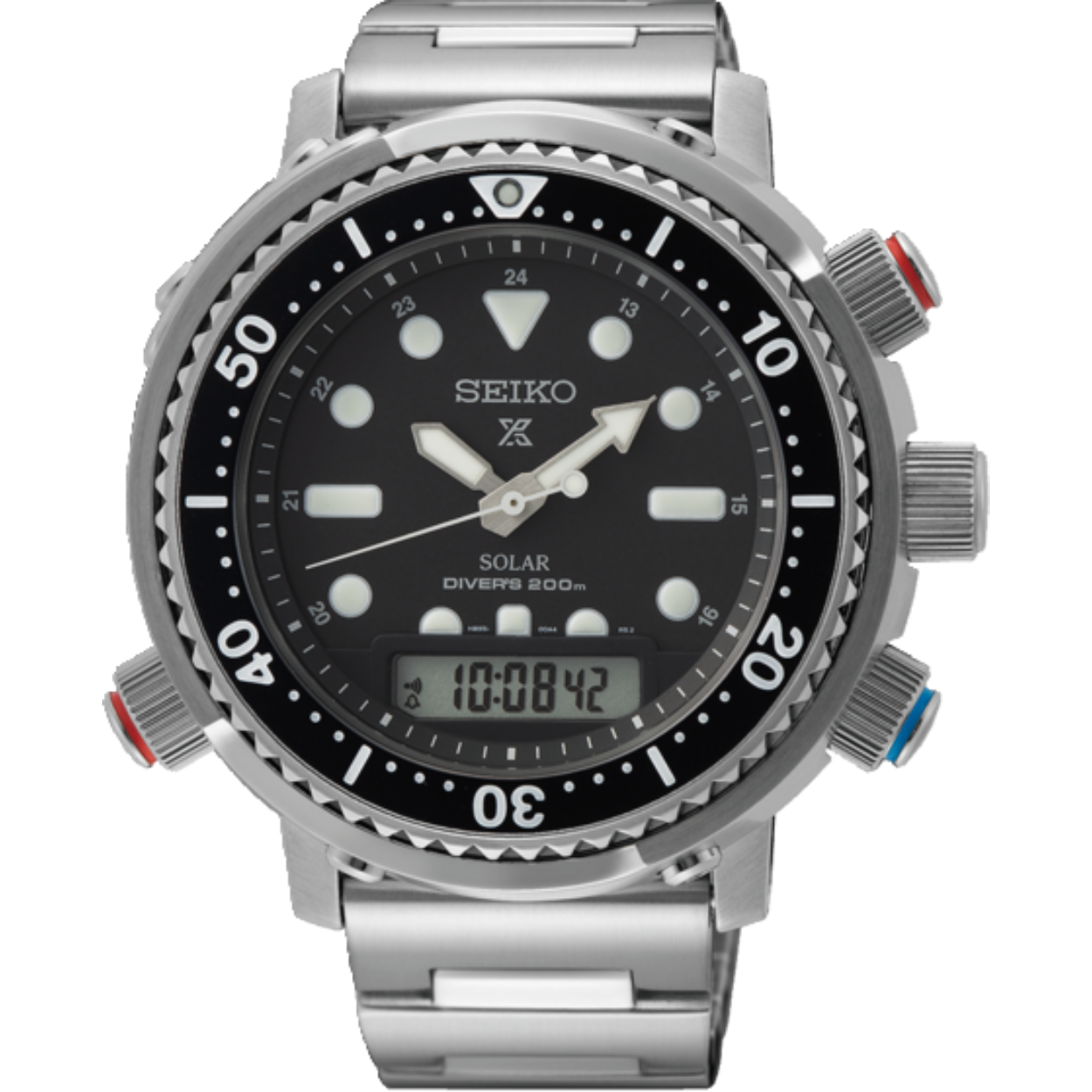 prospex solar anadigi ss bracelet zwart diver