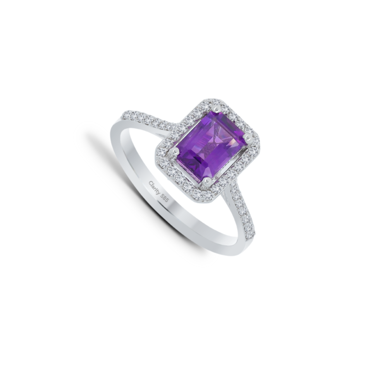witgoud diamanten ring met amethist 1.02 crt 
