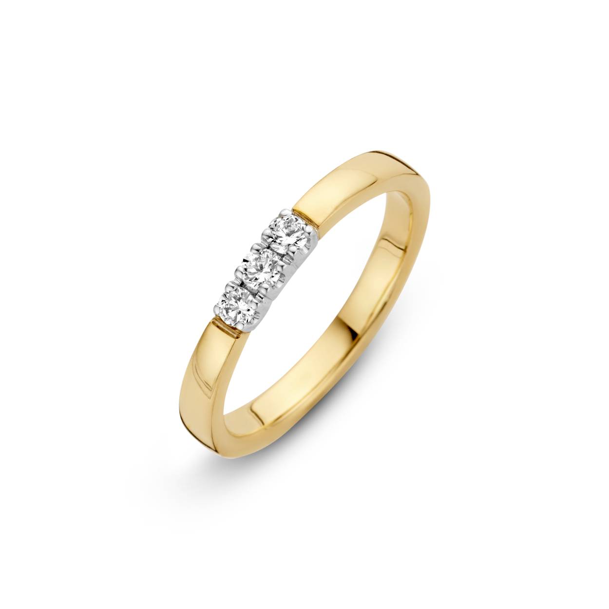 gouden memoire ring, 3x0.07ct mt55