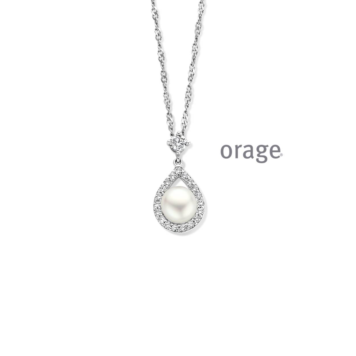 Orage Collier Zilver parel 