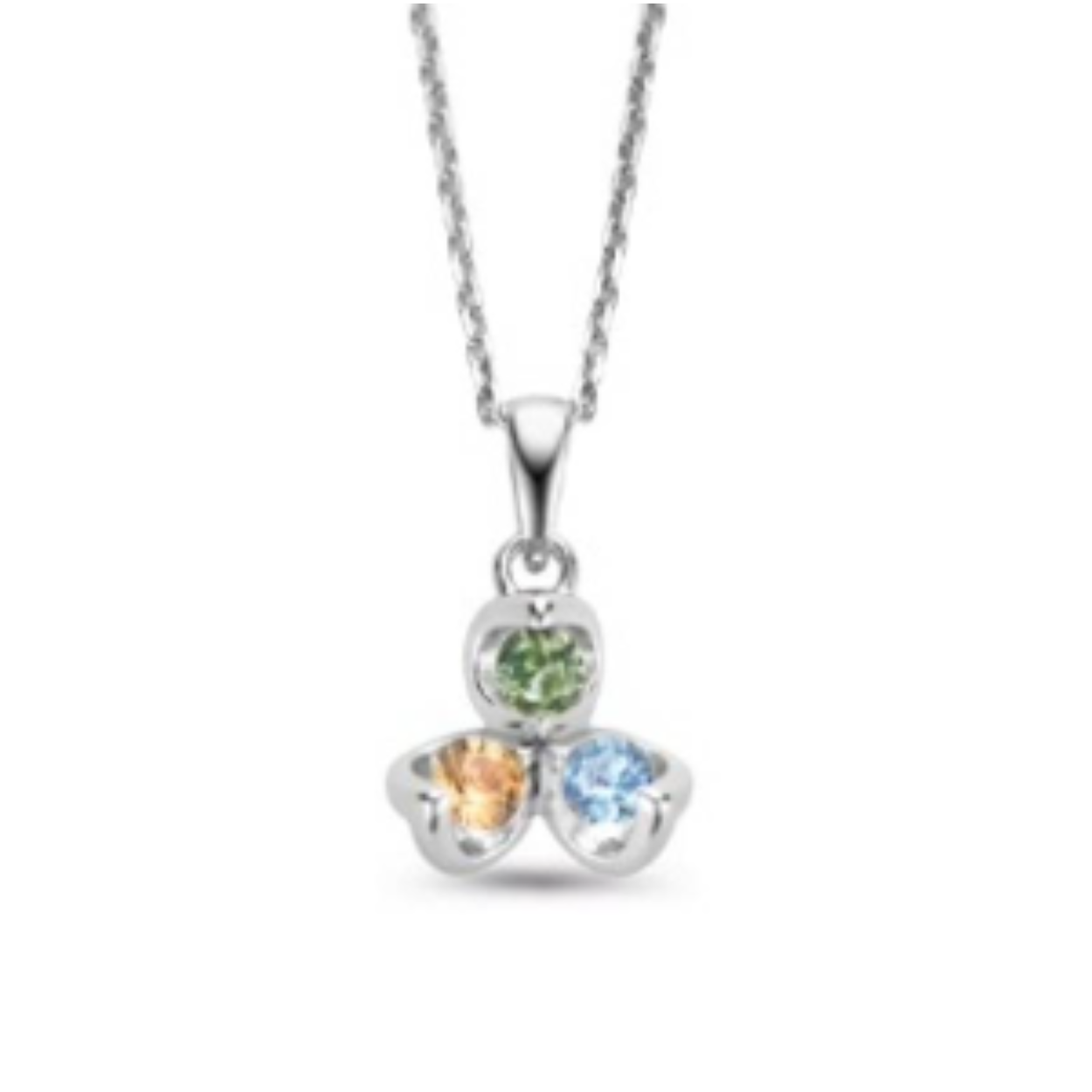Rosa di luca zilveren collier met hanger zirkonia blauw/groen/champagne
