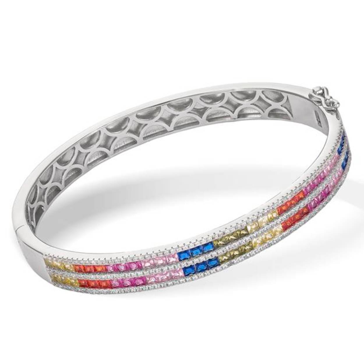 Bangle met zirkonia in regenboog kleuren