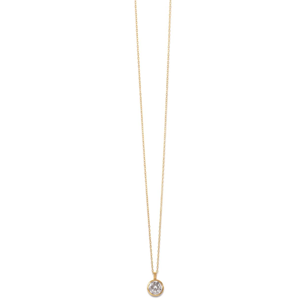 14K Collier met geboortesteen April zirkonia/bergkristal