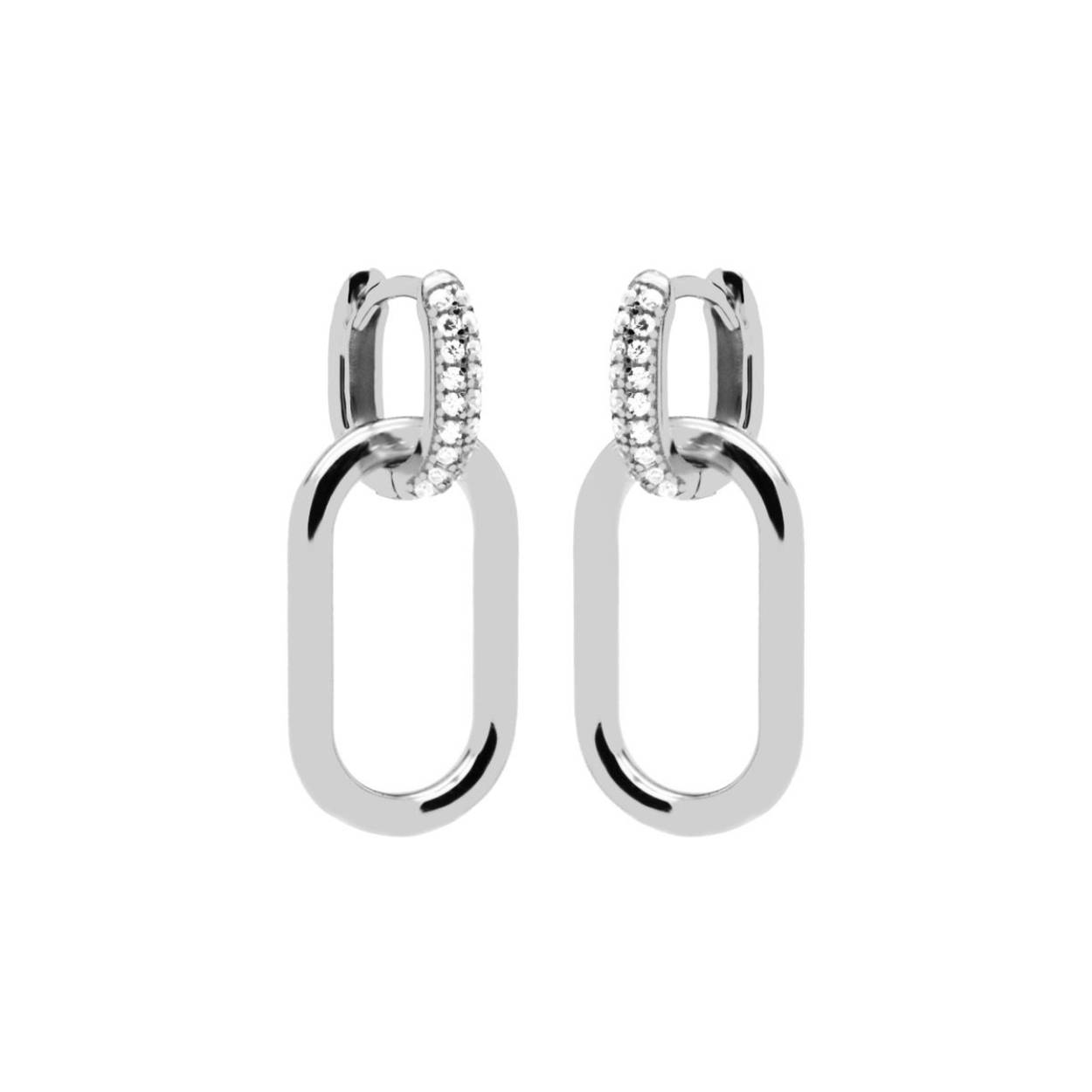zilveren Karma oorhangers, Hinged Hoops Zirconia Big Densely Silver