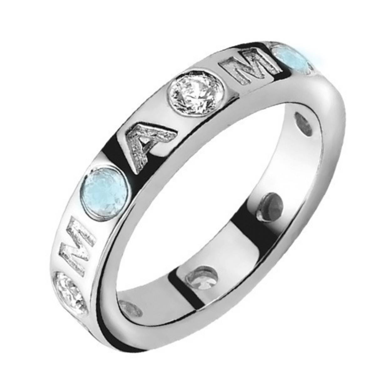 Zinzi zilveren mama ring blauw/wit zirkonia mt50 ZIR496B