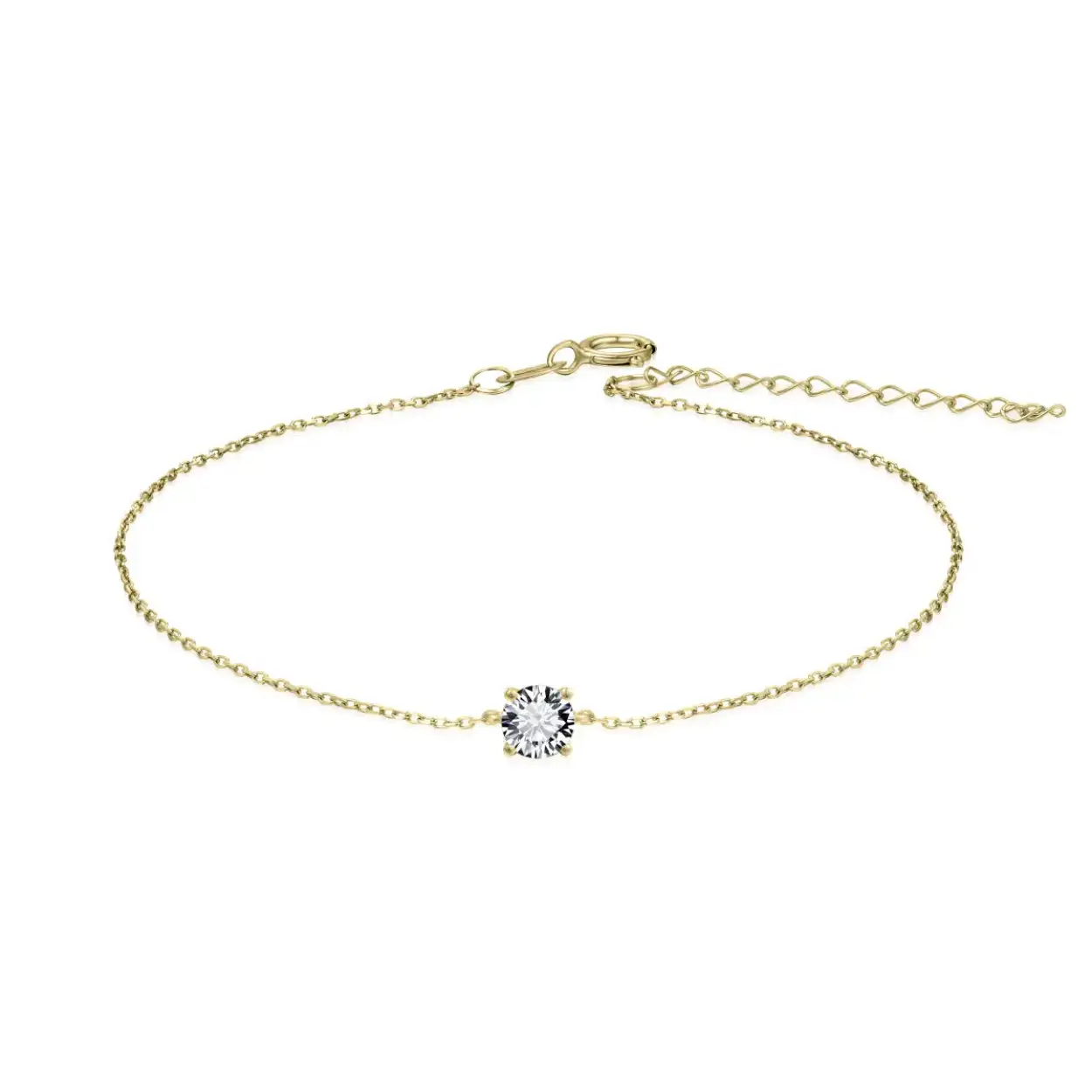GISSER 14KARAATS GOUDEN ARMBAND MET EEN 4MM ZIRKONIA STEEN. DEARMBAND IS 17CM LANG EN KAN VERLENGT WORDEN   TM 2O CM. 