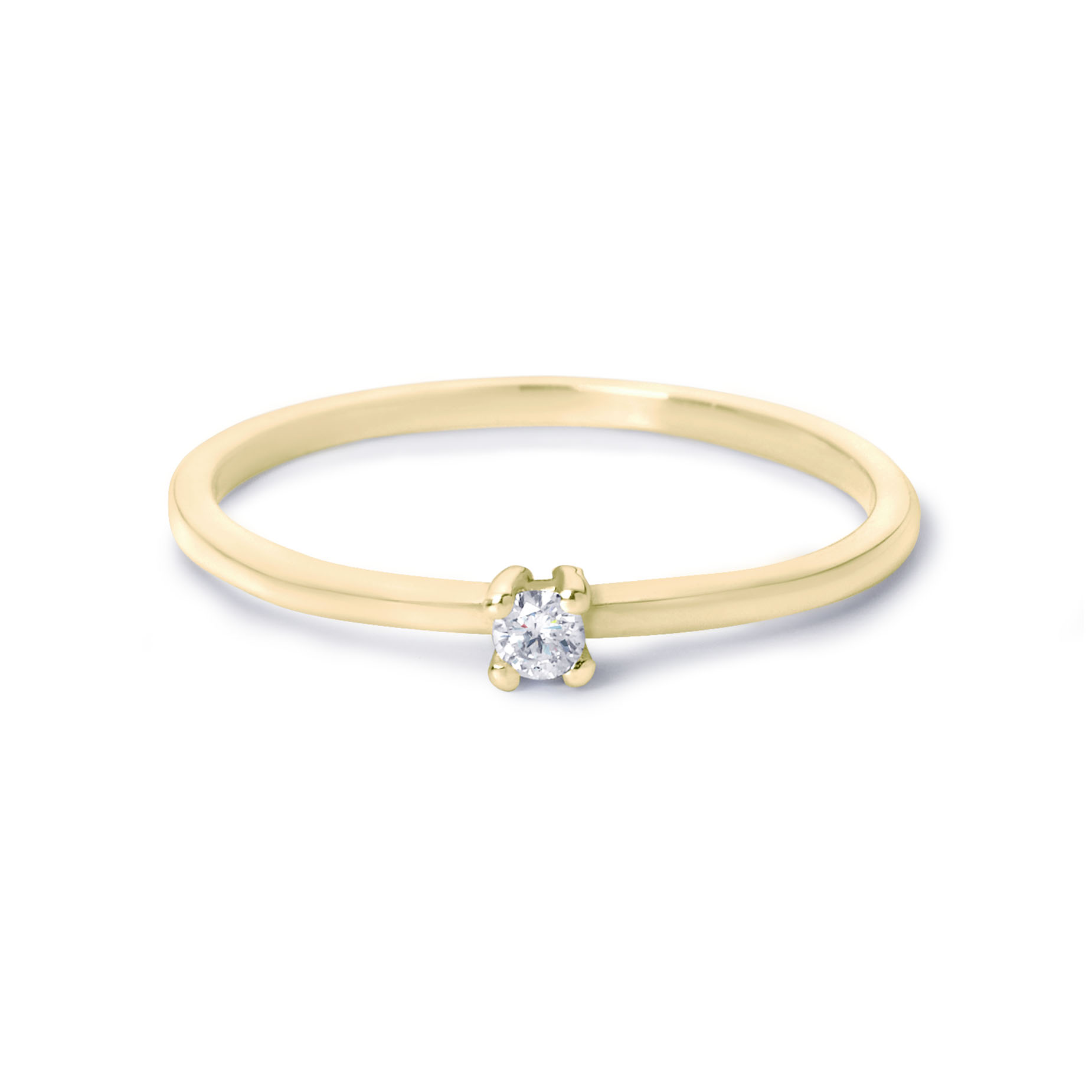 Ring Brilliantly Briljant DI 14kts goud met briljant 0,04crt pikee/wesselton