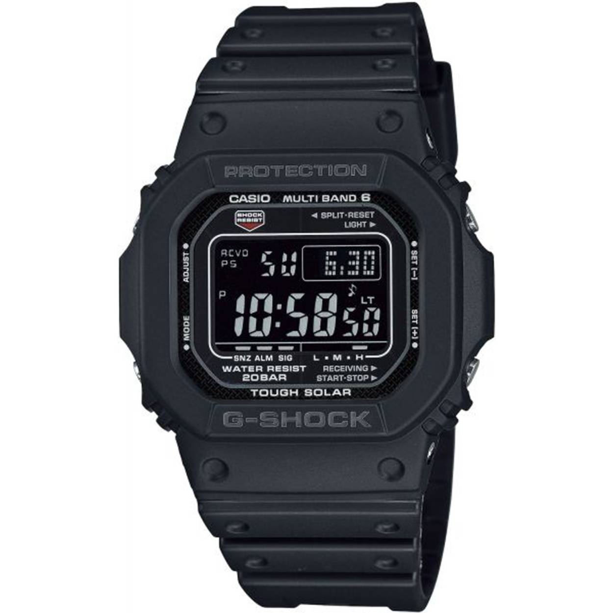 Dit G-Shock horloge heeft een kunststof kast met een diameter van 43.2 mm en is voorzien van een Kunststof band. In de kast bevindt zich een Casio kwaliteitsuurwerk en is afgewerkt met Mineraalglas.