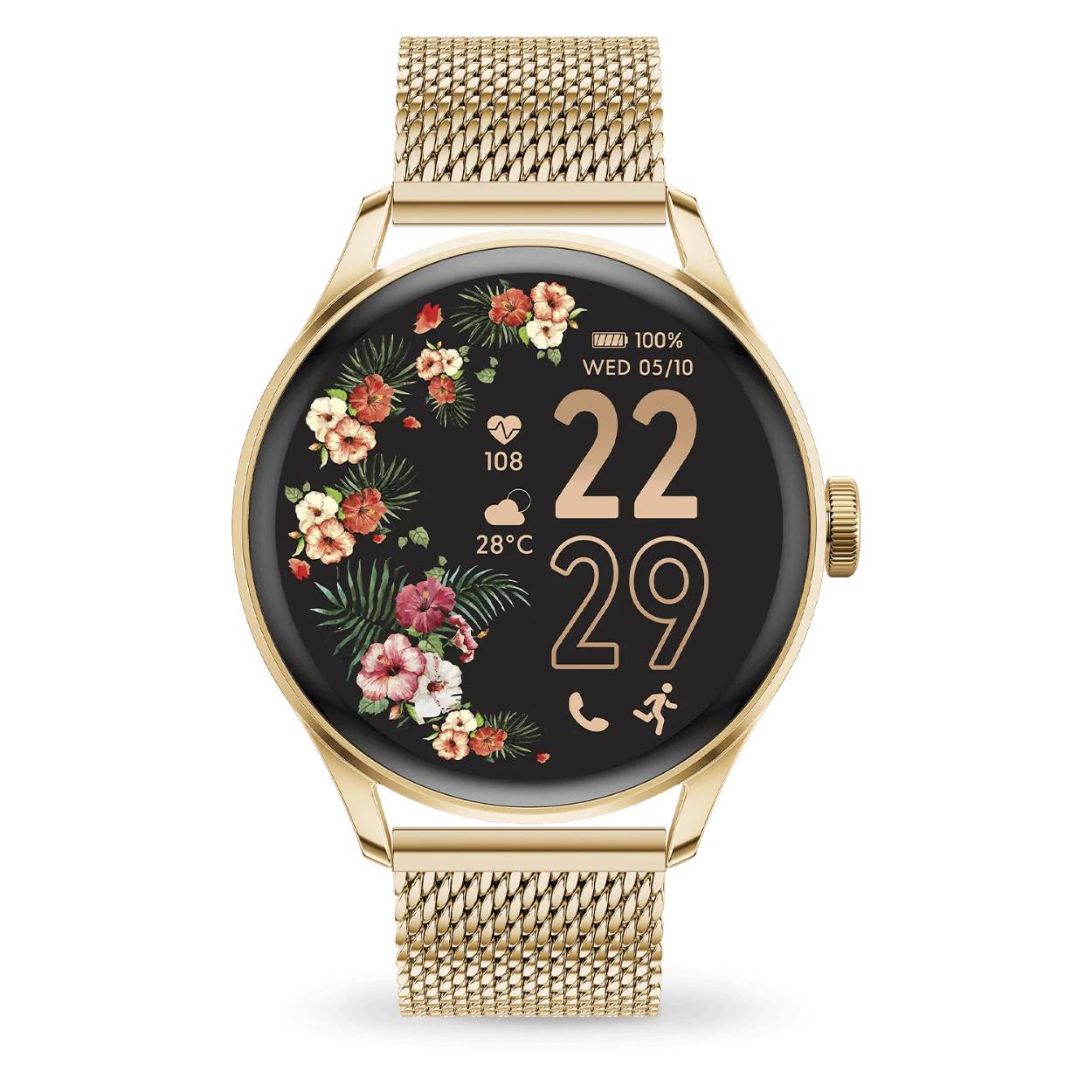 Gold Milanese

Ontdek de ICE smart 2.0 round 1.20 Gold Milanese: een hoogwaardig amoled-scherm, gevarieerde en kleurrijke wijzerplaten, in lijn met de bekwaamheid van het merk, en een groot aantal functies om u te begeleiden in uw dagelijkse leven: genoeg om uw pols goed gekleed te houden voor elk moment van het leven en elk seizoen! Het kleine extraatje! Profiteer van een extra Milanese mesh armband.