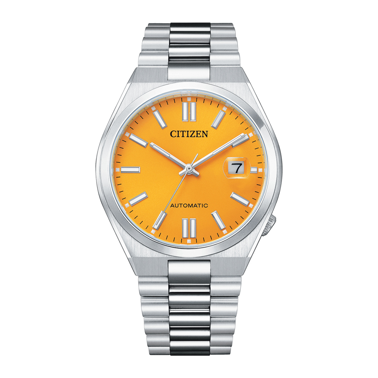 horloge, automaat, oranjegele wijzerplaat